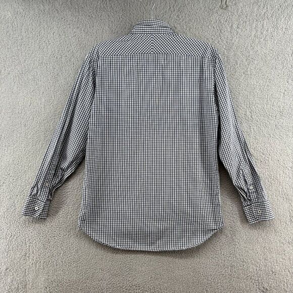 Billy Reid Men’s Standard Cut Button Down Shirt Medium Navy White Gingham Cotton - Picture 3 of 9
